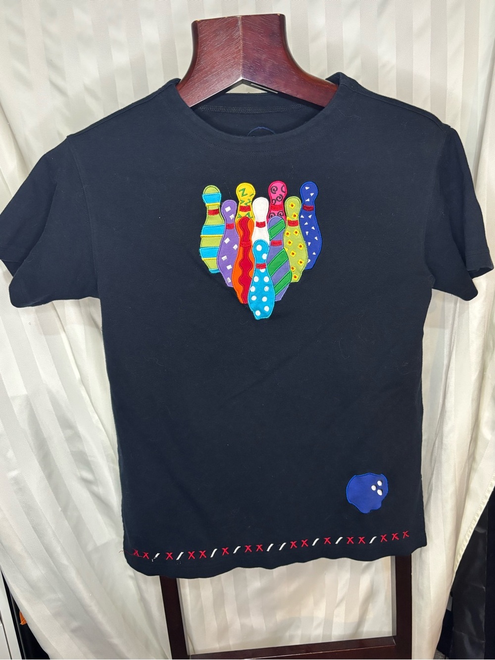 Homemade Black Bowling Pin Stitched Tee